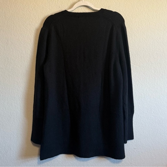 J Crew Black Alpaca Blend V Neck Front Pocket Tunic Sweater Supersoft Yarn Sz LG - Picture 6 of 11